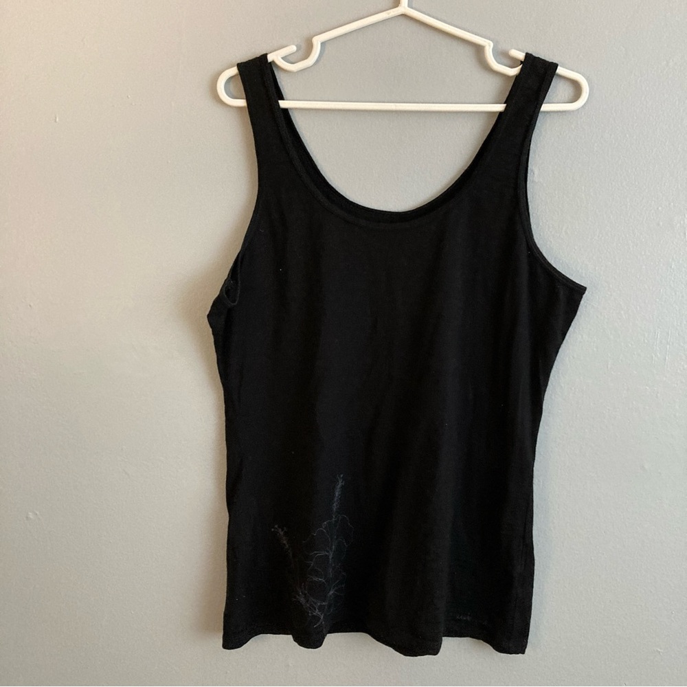 Icebreaker Women’s Merino Wool Black Graphic Floral Tank Top Size XL
